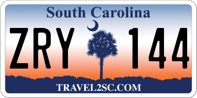 SC license plate ZRY144