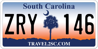 SC license plate ZRY146