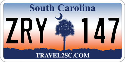 SC license plate ZRY147