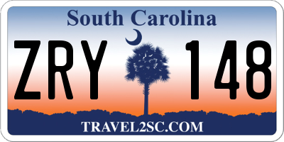 SC license plate ZRY148