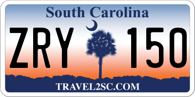 SC license plate ZRY150