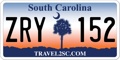 SC license plate ZRY152