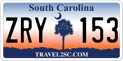 SC license plate ZRY153