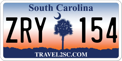 SC license plate ZRY154