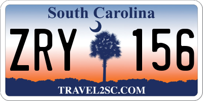 SC license plate ZRY156