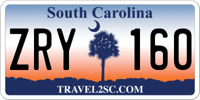 SC license plate ZRY160