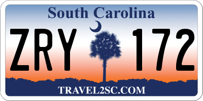 SC license plate ZRY172
