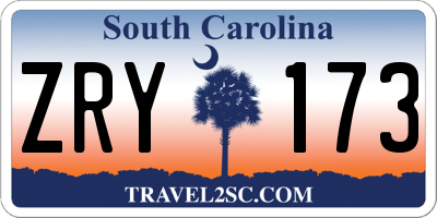 SC license plate ZRY173