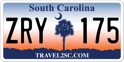 SC license plate ZRY175