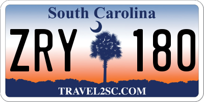 SC license plate ZRY180