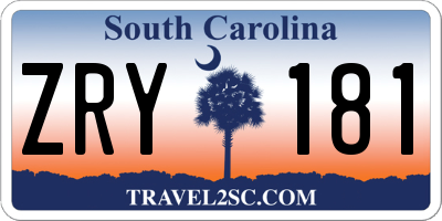 SC license plate ZRY181