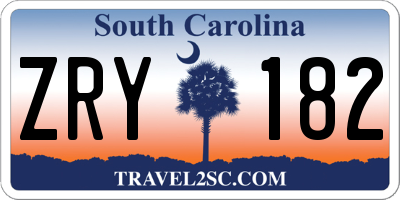 SC license plate ZRY182