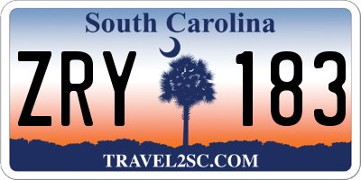 SC license plate ZRY183