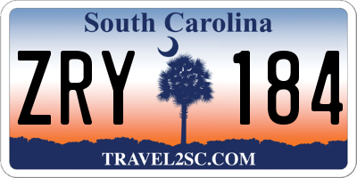 SC license plate ZRY184