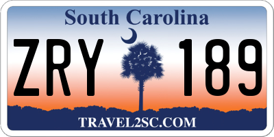 SC license plate ZRY189