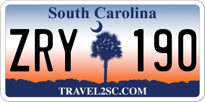 SC license plate ZRY190