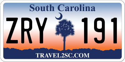 SC license plate ZRY191
