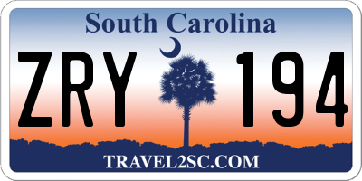 SC license plate ZRY194