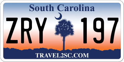 SC license plate ZRY197