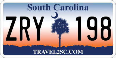 SC license plate ZRY198