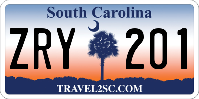 SC license plate ZRY201