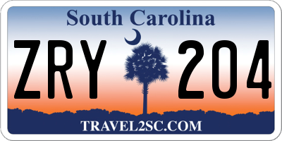 SC license plate ZRY204