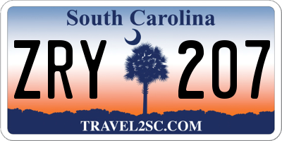 SC license plate ZRY207