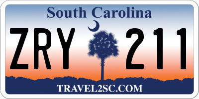 SC license plate ZRY211