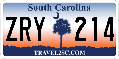 SC license plate ZRY214