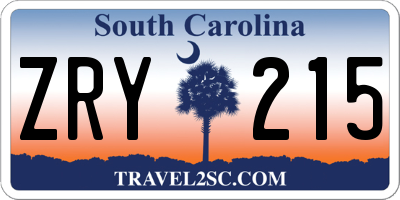 SC license plate ZRY215