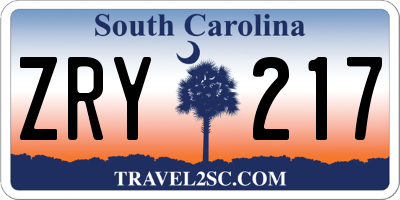 SC license plate ZRY217