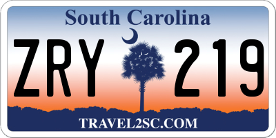 SC license plate ZRY219