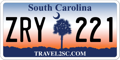 SC license plate ZRY221