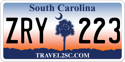 SC license plate ZRY223
