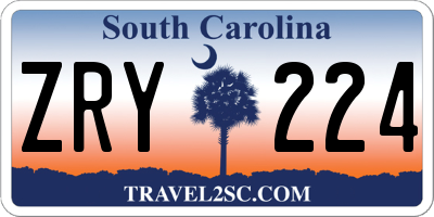 SC license plate ZRY224