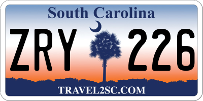 SC license plate ZRY226