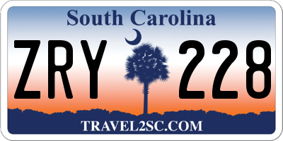SC license plate ZRY228