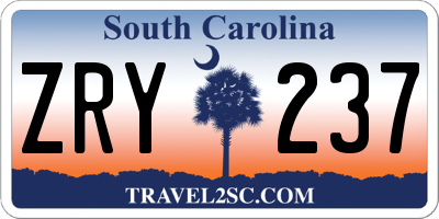 SC license plate ZRY237