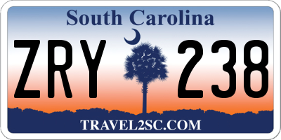 SC license plate ZRY238