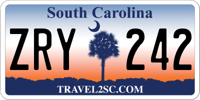 SC license plate ZRY242