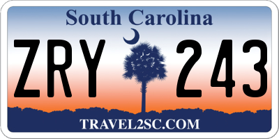SC license plate ZRY243