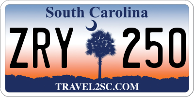 SC license plate ZRY250