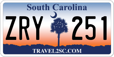 SC license plate ZRY251