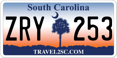SC license plate ZRY253