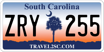 SC license plate ZRY255