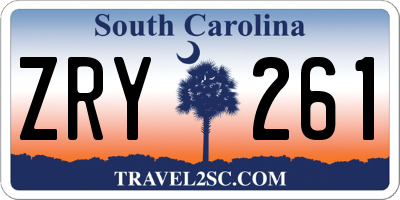 SC license plate ZRY261