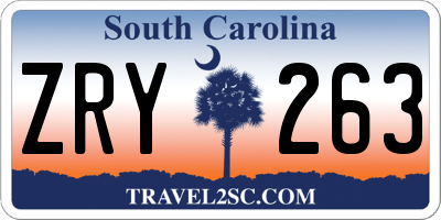 SC license plate ZRY263