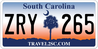 SC license plate ZRY265