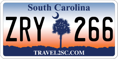 SC license plate ZRY266