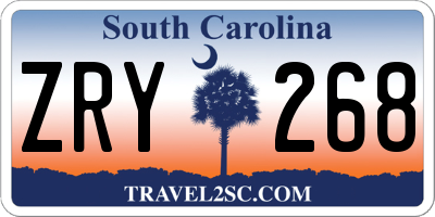 SC license plate ZRY268